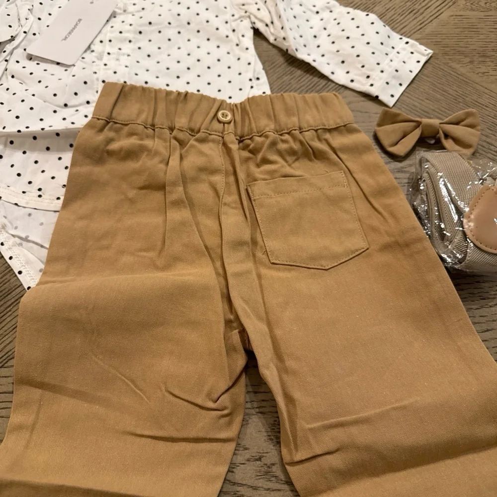 Baby Boys Pants SetsInfant Shirt+Pants+Bow Suspenders Size 9-12 Months